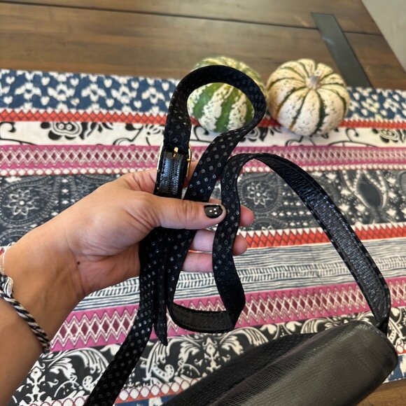 Bally Black Suede and Lizard Embossed Crossbody, Vintage, EUC - Picture 5 of 13